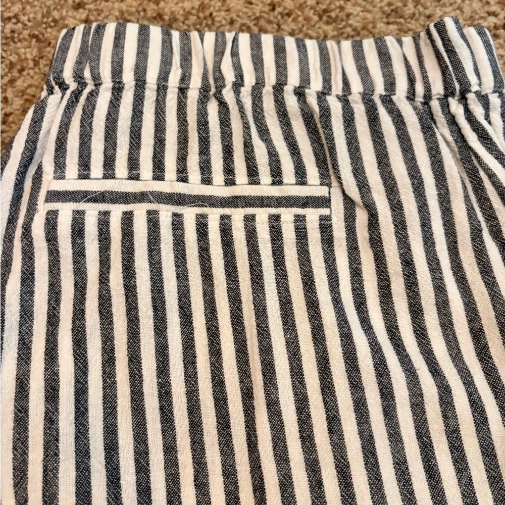 Caslon Navy and White Linen Blend Striped Pants - Picture 3 of 7